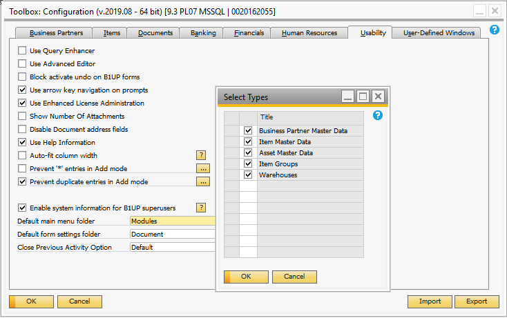 B1 Usability Package