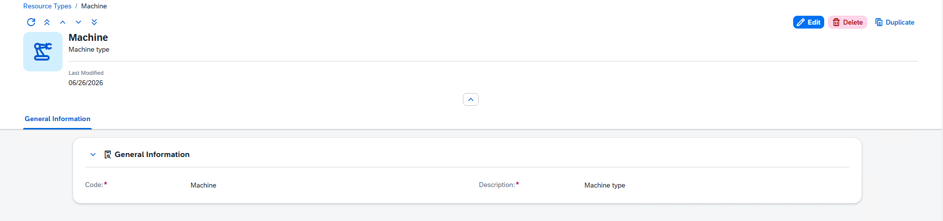 Detalle de tipo de recurso